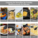 Kit de Utensílios de Cozinha em Silicone com Suporte – Completo e Multifuncional